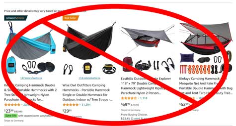 cheap camping hammocks on Amazon