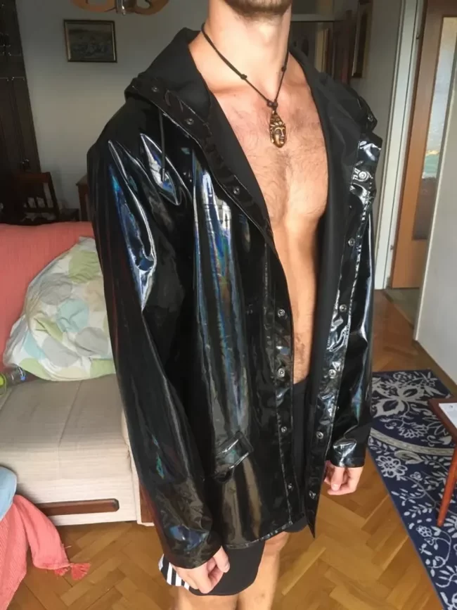 Rains Holographic oil spill jacket for sale